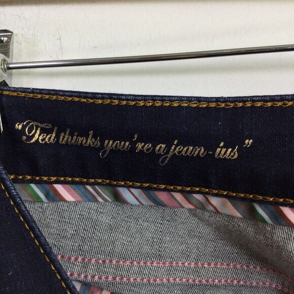 Ted Baker Womens Scallop Hem Slim Leg Jeans Denim Stretch Dark Blue Size 34 - Picture 13 of 14